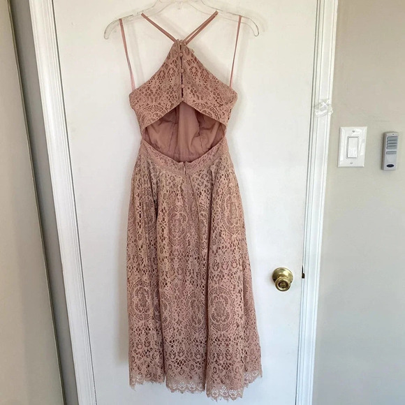 ASOS Blush Pink Lace Pinny Scallop Edge Midi Racerback Formal Dress - Picture 5 of 10